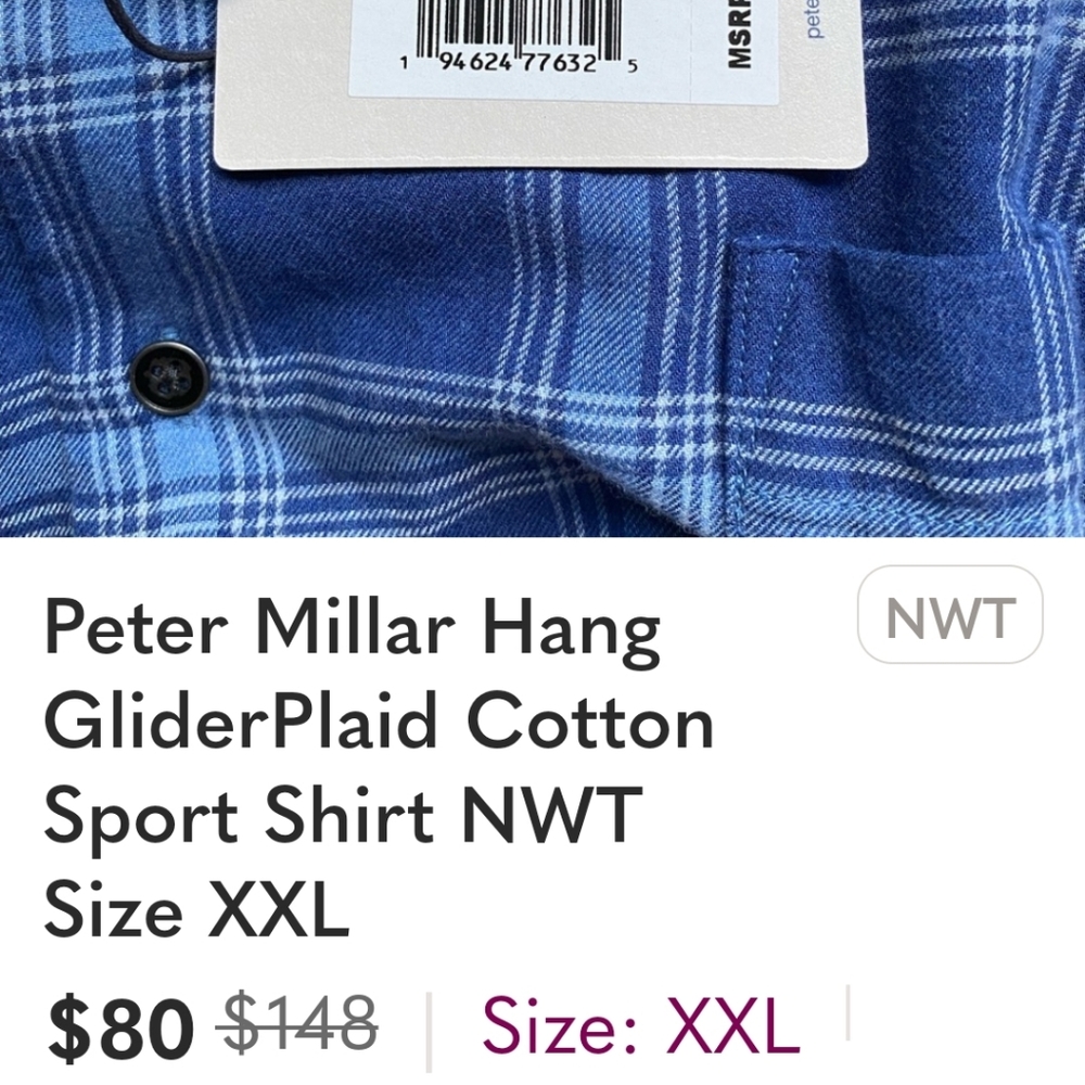 Peter Millar Hang GliderPlaid Cotton Sport Shirt Size XXL - Picture 7 of 7